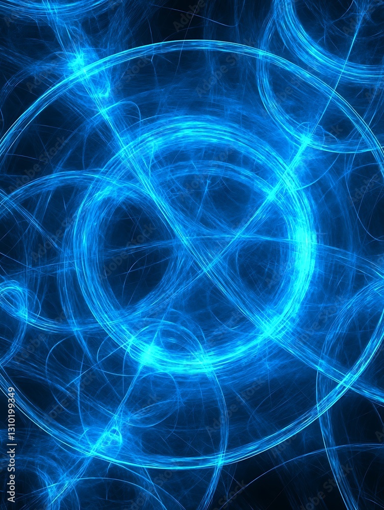 Obraz premium Abstract Energetic Blue Light Trails on Dark Backdrop Illustration