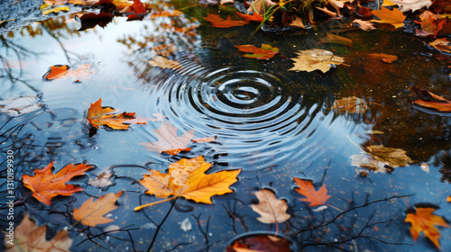 rainwater in puddles with beautiful reflections