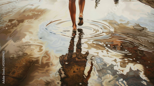 rainwater in puddles with beautiful reflections