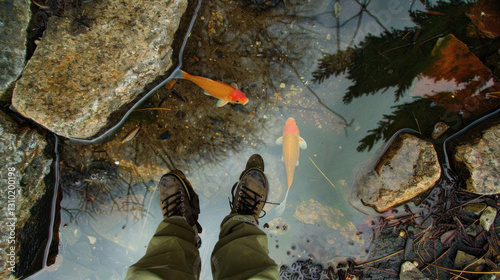 rainwater in puddles with beautiful reflections