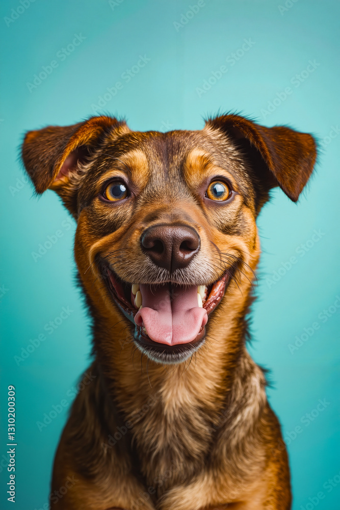 A brown dog with its tongue out and tongue hanging out A brown dog with its tongue out and tongue hanging out