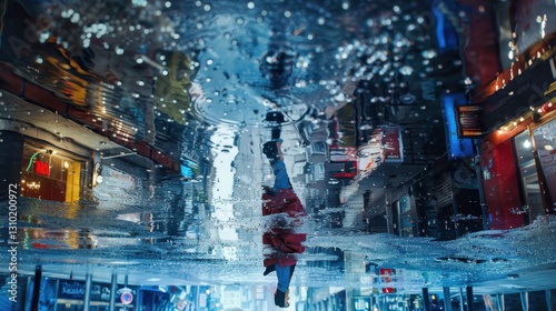 rainwater in puddles with beautiful reflections