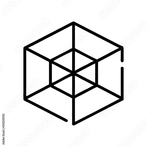 3D cube icon representing innovation, geometry concept