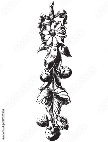 Obraz na płótnie Vintage engraving of bunch of berries and flowers w salonie