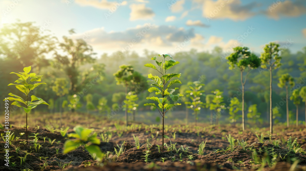 Obraz premium reforestation efforts, new trees