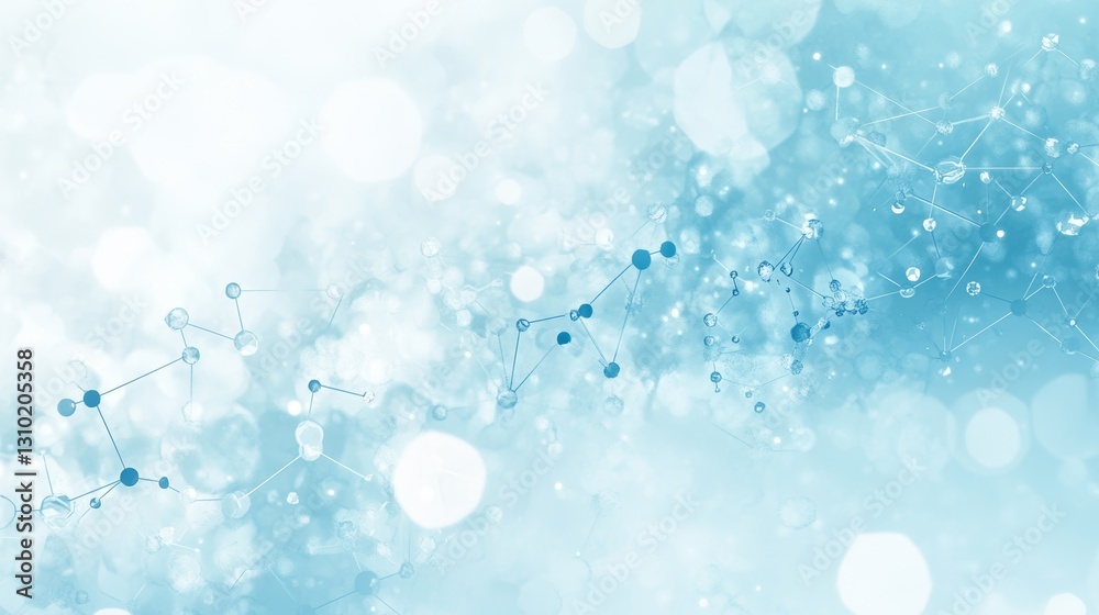 Abstract molecular structure with light blue bokeh background. Abstract molecular structure with light blue bokeh background.