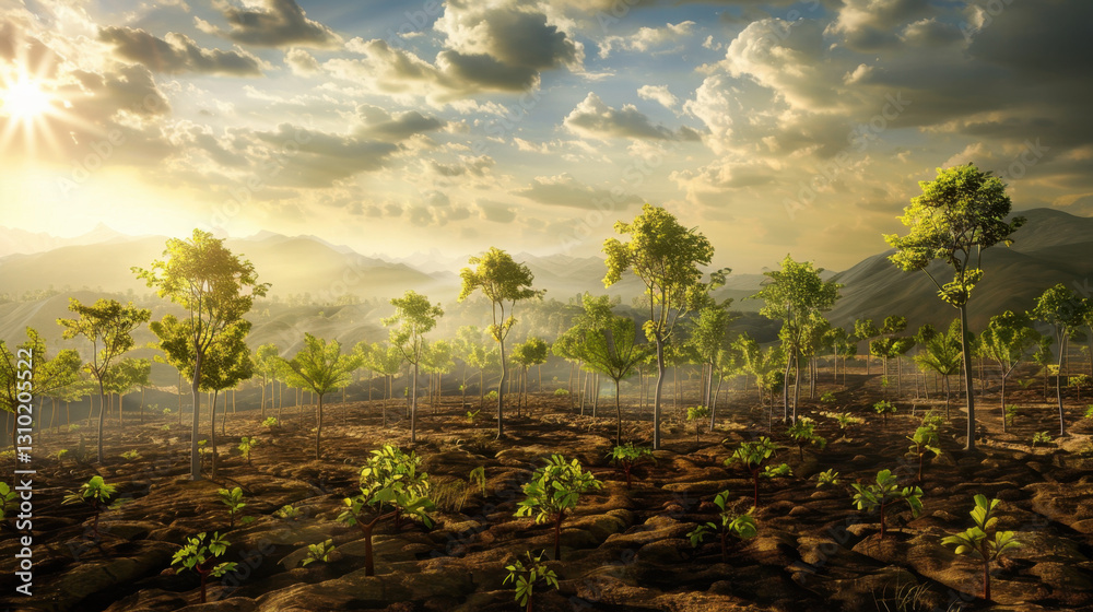 Obraz premium reforestation efforts, new trees