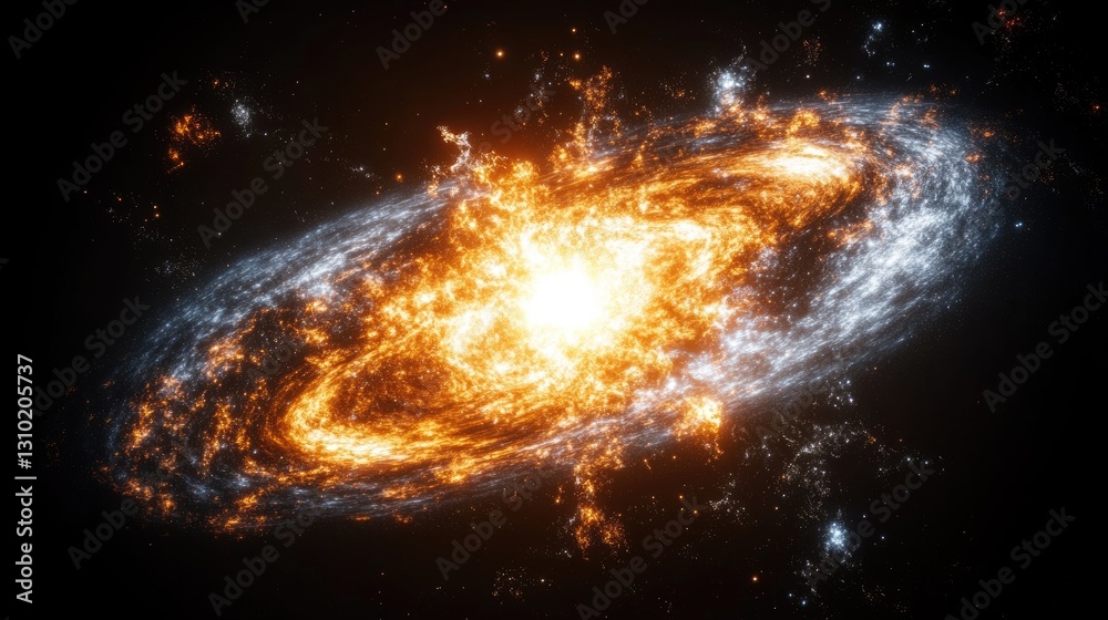 Obraz premium Fiery Spiral Galaxy in Deep Space (1)