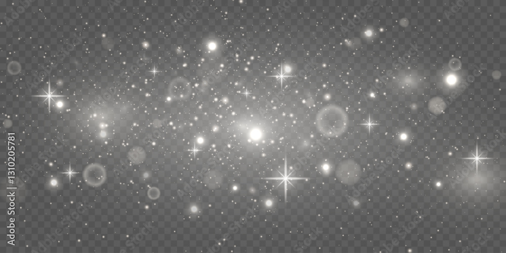Fototapeta premium Christmas abstract light effect. Sparks of dust and silver stars.Vector illustration.EPS 10.