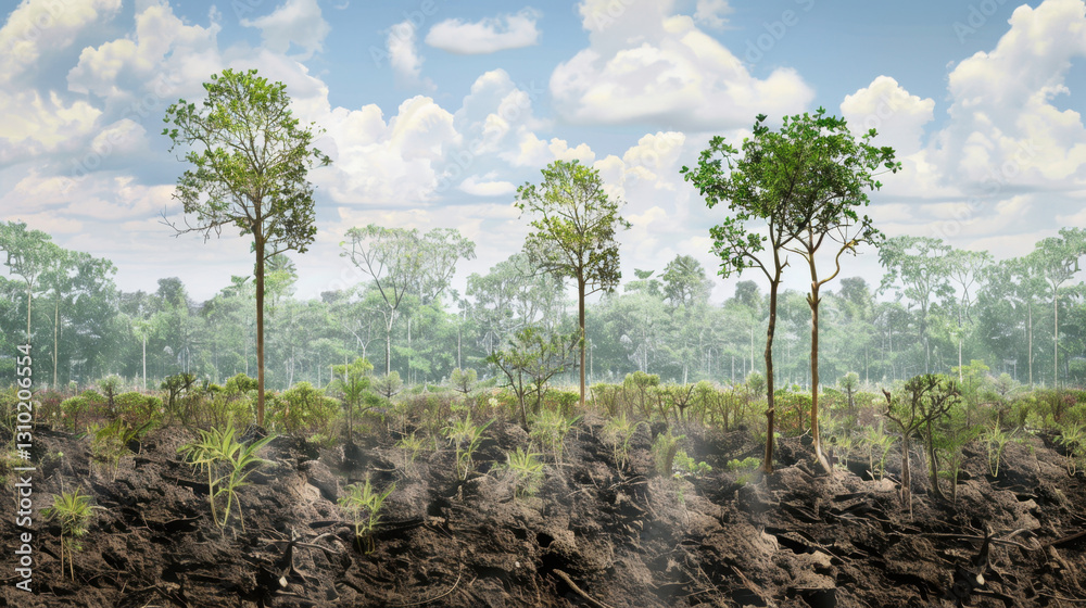 Obraz premium reforestation efforts, new trees