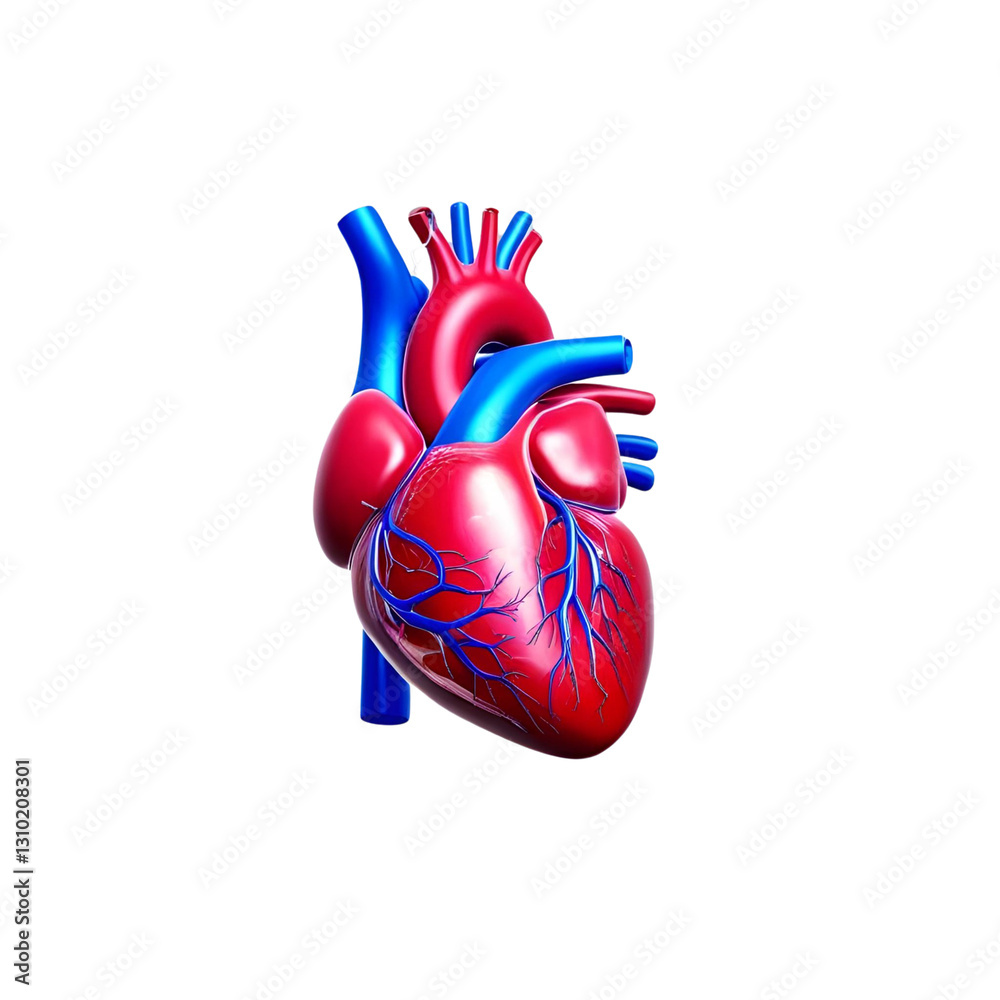 Naklejka premium Anatomic heart hologram realistic 3D isolated on transparent background