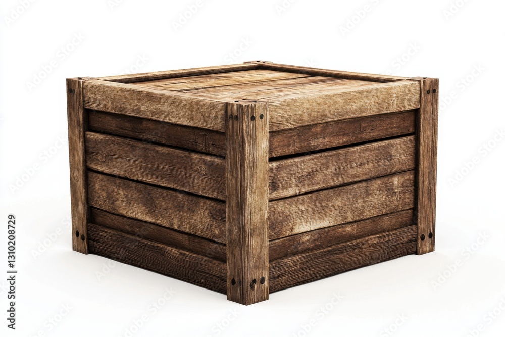 3D wooden crate with vertical plank details ideal for storage visuals, game assets, or rustic decor elements 3D wooden crate with vertical plank details ideal for storage visuals, game assets, or rustic decor elements