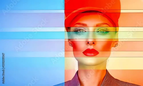 Young woman model posing to camera, fashion glamour style portrait 