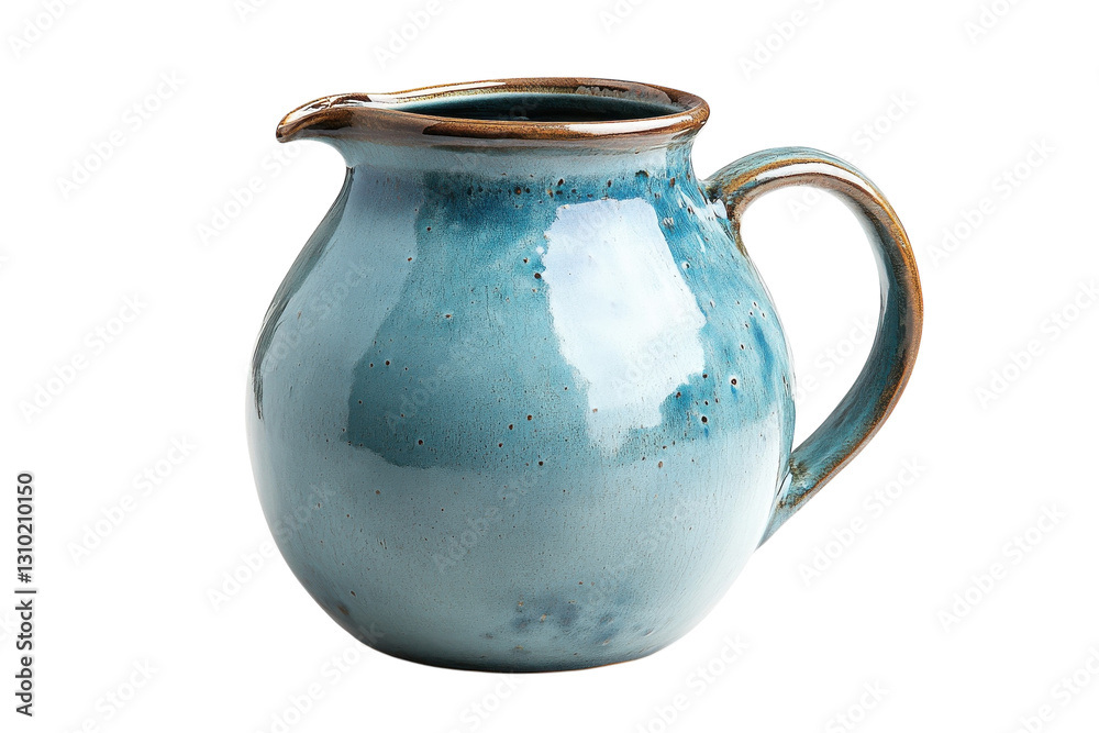 Beautiful handcrafted ceramic pitcher with a vibrant turquoise glaze finished in a smooth design Beautiful handcrafted ceramic pitcher with a vibrant turquoise glaze finished in a smooth design