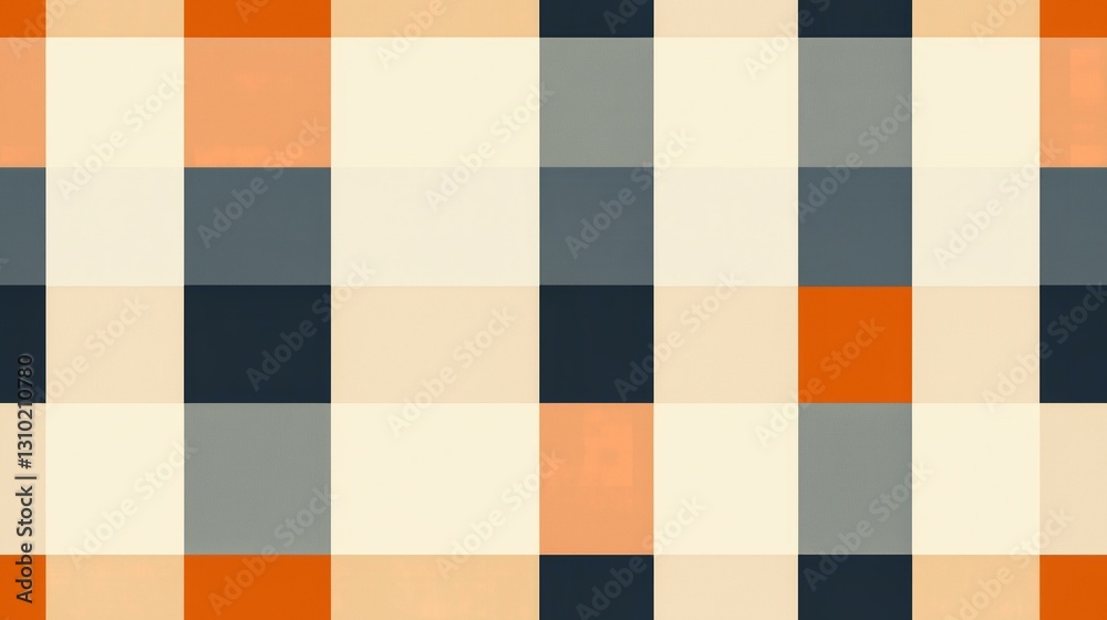 Bold Plaid Seamless Pattern in Orange, Blue, and Beige Bold Plaid Seamless Pattern in Orange, Blue, and Beige