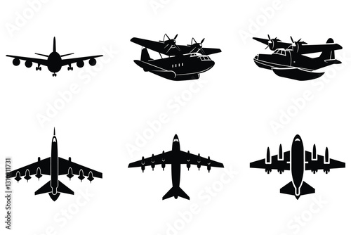 
Airplane silhouette vector,Silhouette jet flying plane icon, airplane flat symbol isolated illustration,Airplane icon set vector on white background