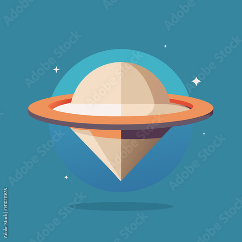 Colorful illustration of a UFO hovering above a serene landscape