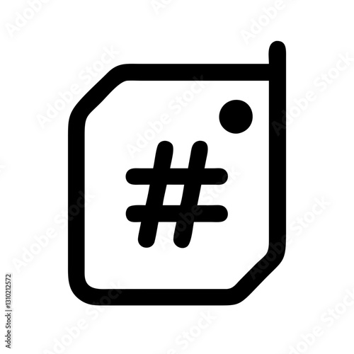 Trending hashtag icon with clean lines, digital communication concept