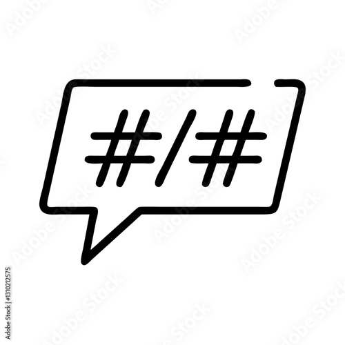 Trending hashtag icon in speech bubble, social media concept