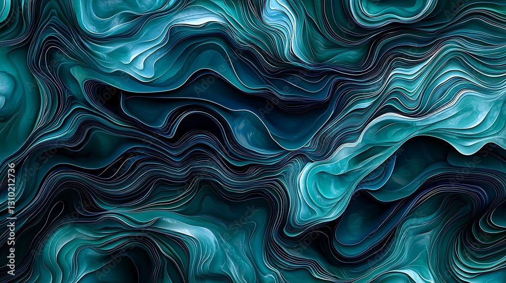 Fototapeta premium Abstract Teal Wave Pattern Background Texture Design