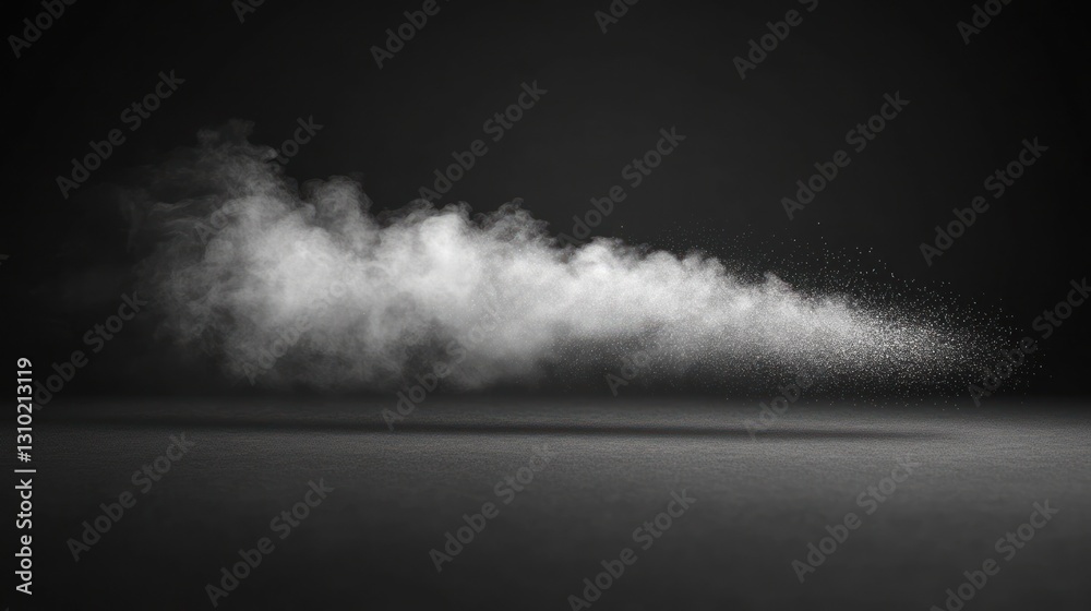 Fototapeta premium Studio steam plume, dark background, design element