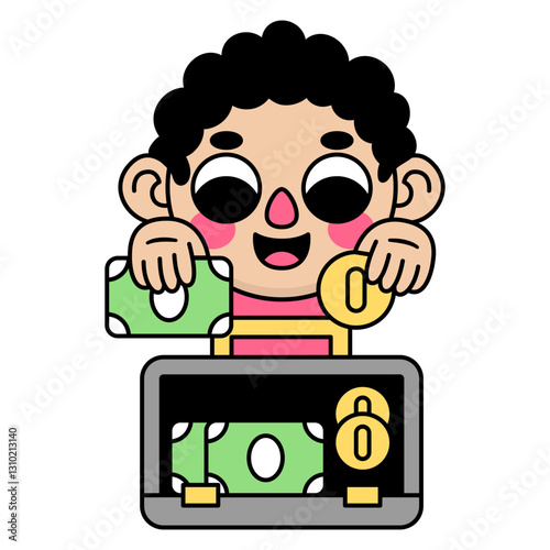 cute kid briefcase with money