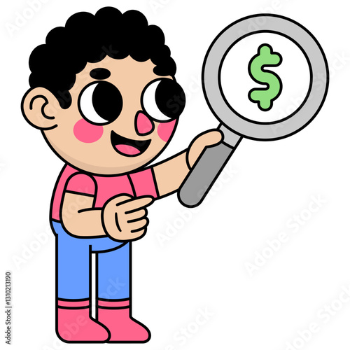 cute kid searching money