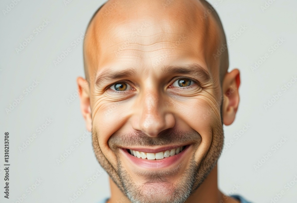 Fototapeta premium Portrait of a bald man with a warm smile