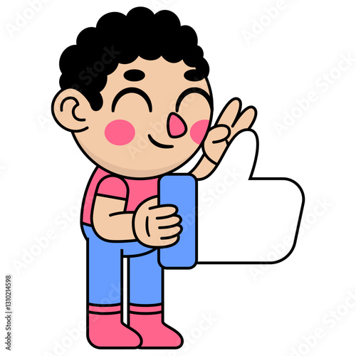 cute kid holding a thumnbs up