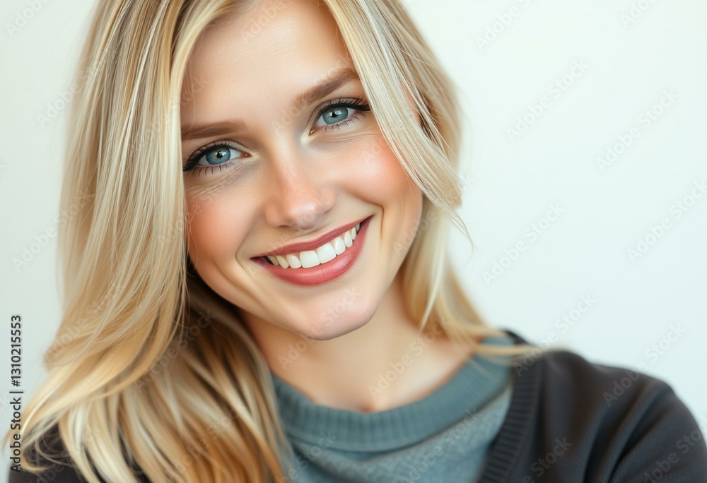 Portrait of a smiling female with Nordic blond hair Portrait of a smiling female with Nordic blond hair