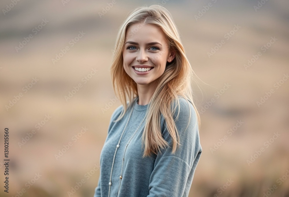 Serene Nordic blond female portrait with natural setting Serene Nordic blond female portrait with natural setting