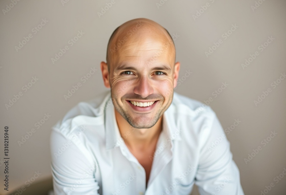 Fototapeta premium Portrait of a bald man with a warm and friendly smile
