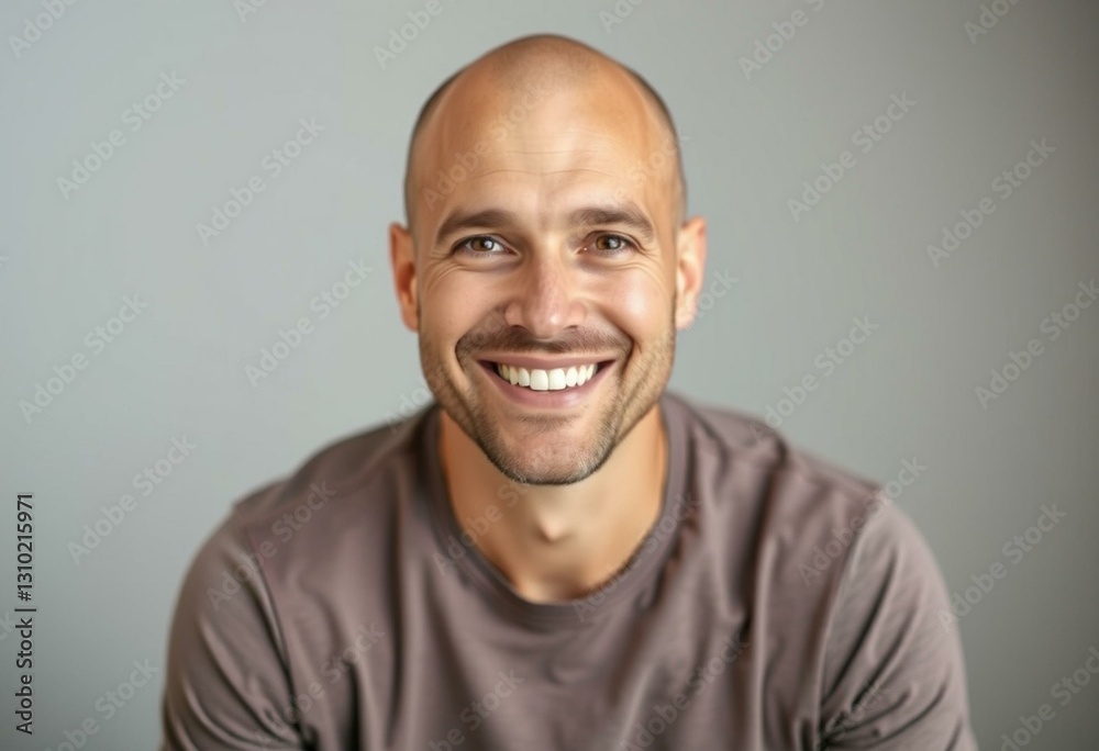 Portrait of a bald man with a warm smile and calm atmosphere Portrait of a bald man with a warm smile and calm atmosphere
