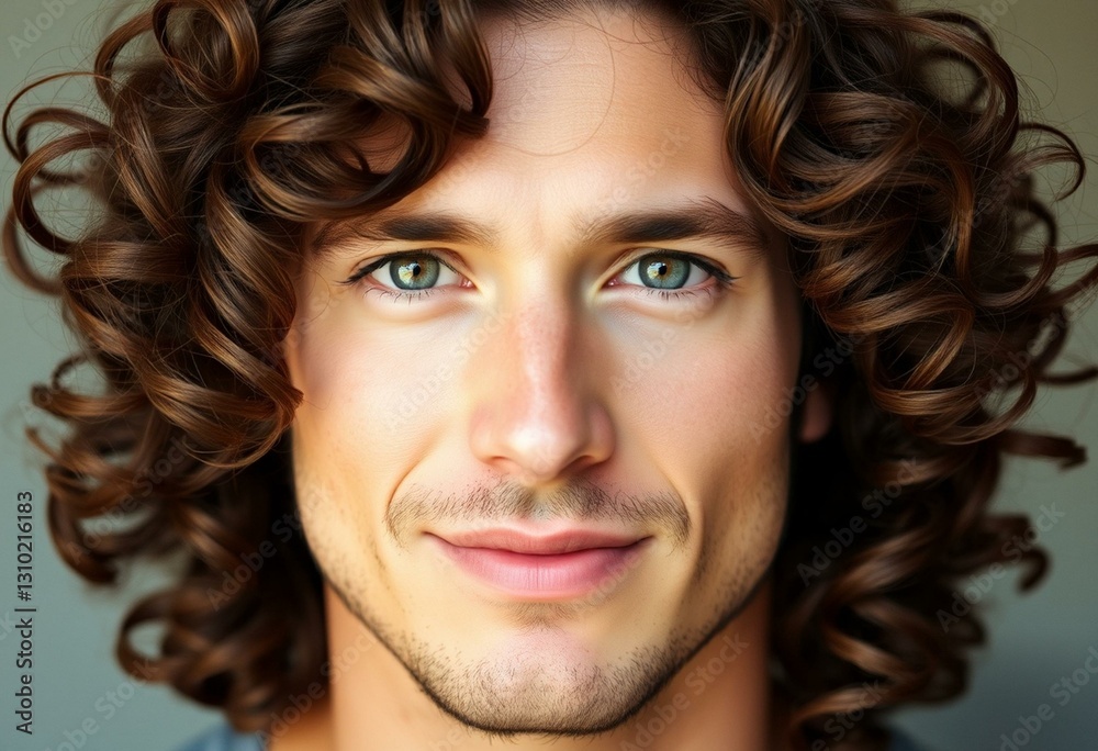 Man with long hair and subtle smile