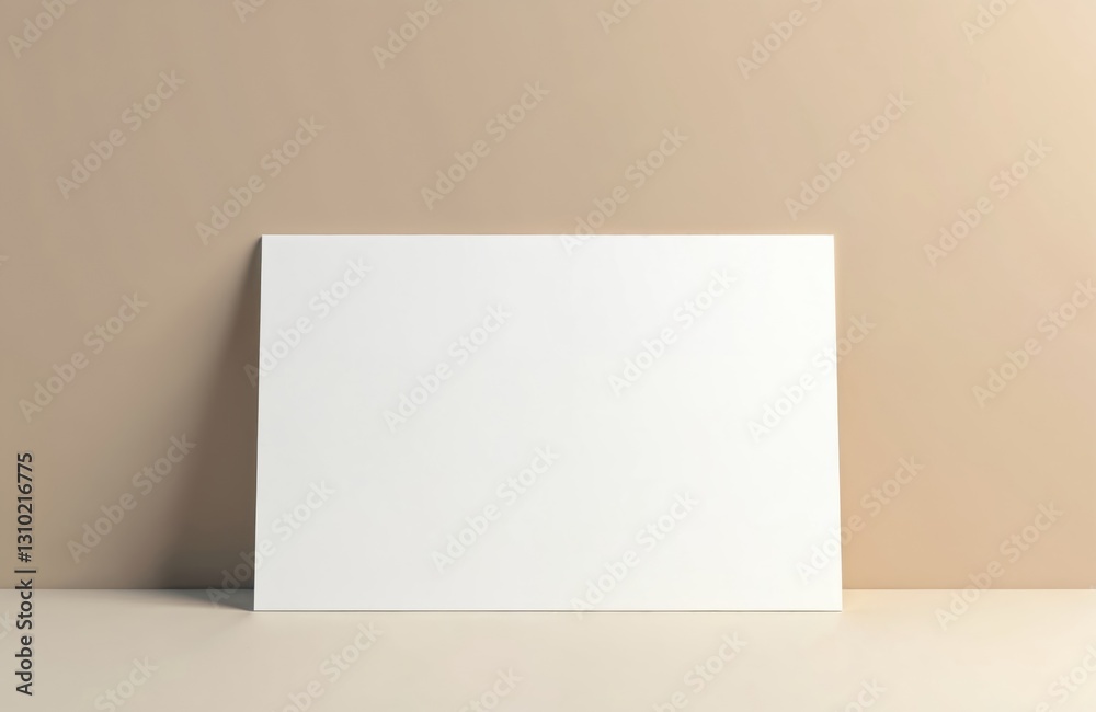 Blank white card mockup on beige background for design message. Clean paper invitation, greeting template. Simple minimalistic style with copy space for quote holiday wishes. Stationary paper design. Blank white card mockup on beige background for design message. Clean paper invitation, greeting template. Simple minimalistic style with copy space for quote holiday wishes. Stationary paper design.