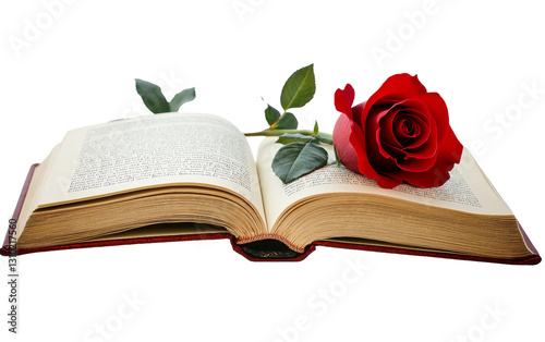 A Romantic Novel Open to a Beautifully Highlighted and Heartfelt Passage Isolated on transparent background PNG photo