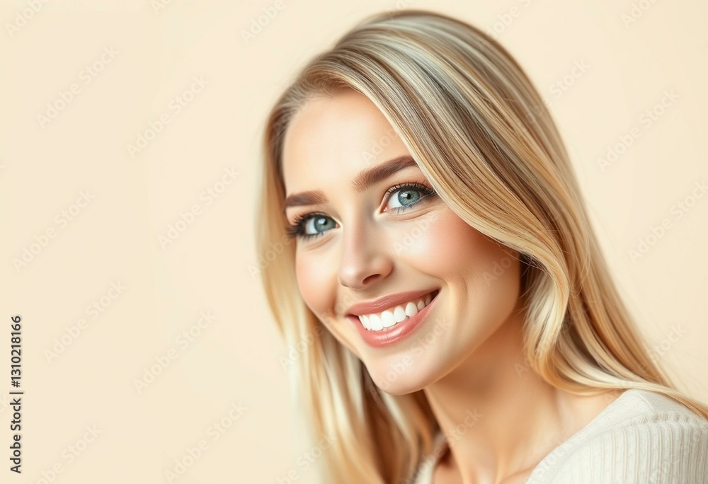 Relaxed blonde female portrait with warm expression Relaxed blonde female portrait with warm expression