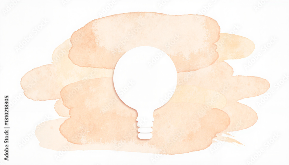 Soft watercolor background with light bulb mockup, creative inspiration Soft watercolor background with light bulb mockup, creative inspiration
