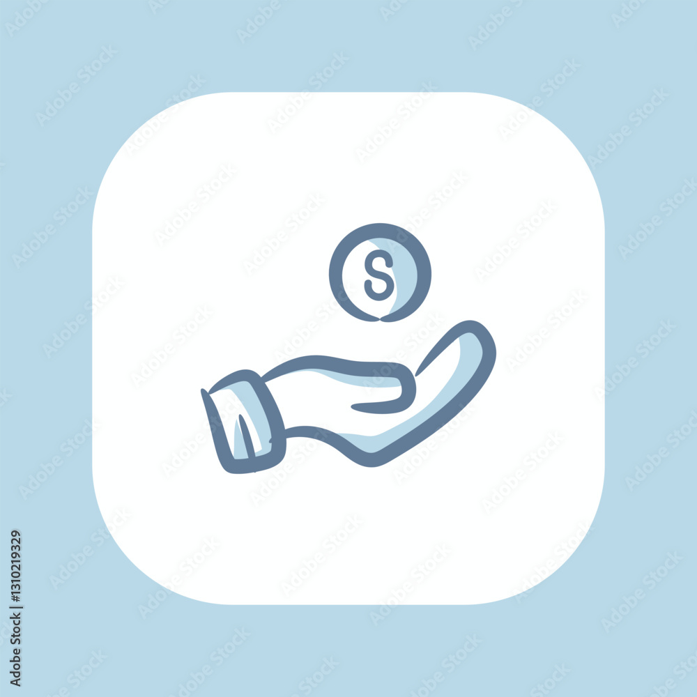 Receiving Money Icon, freehand style icon Receiving Money Icon, freehand style icon