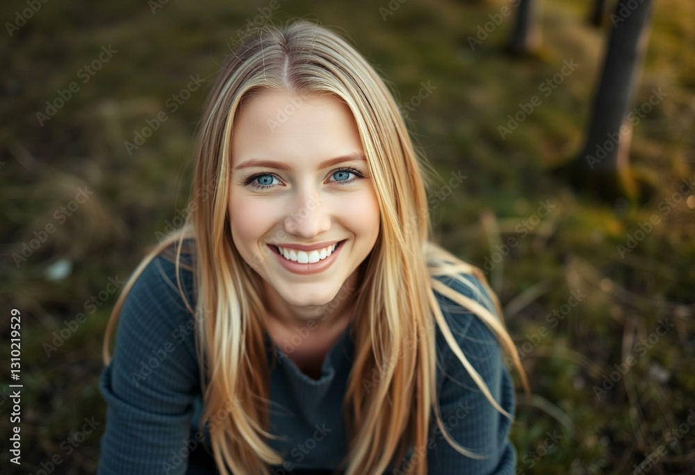 Sitting female portrait with warm expression Sitting female portrait with warm expression