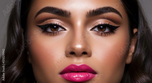 Stunning Woman's Face Closeup with Makeup