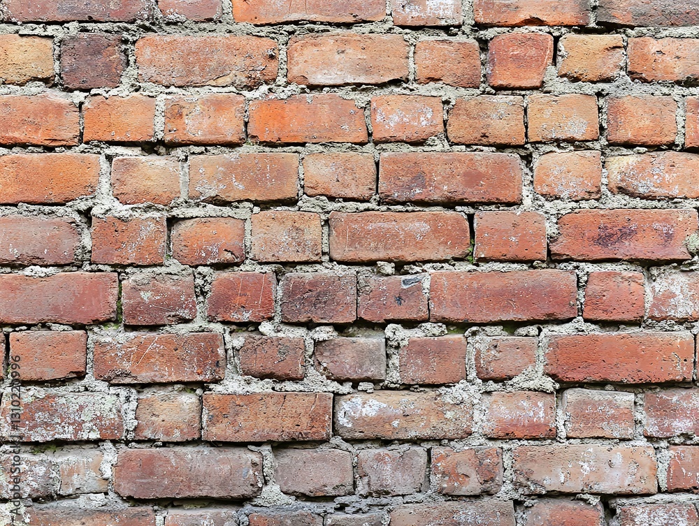 Obraz premium Red brick wall with textured surface and weathered appearance