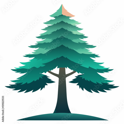 Stylized evergreen tree with layered foliage and a light top, ideal for seasonal designs