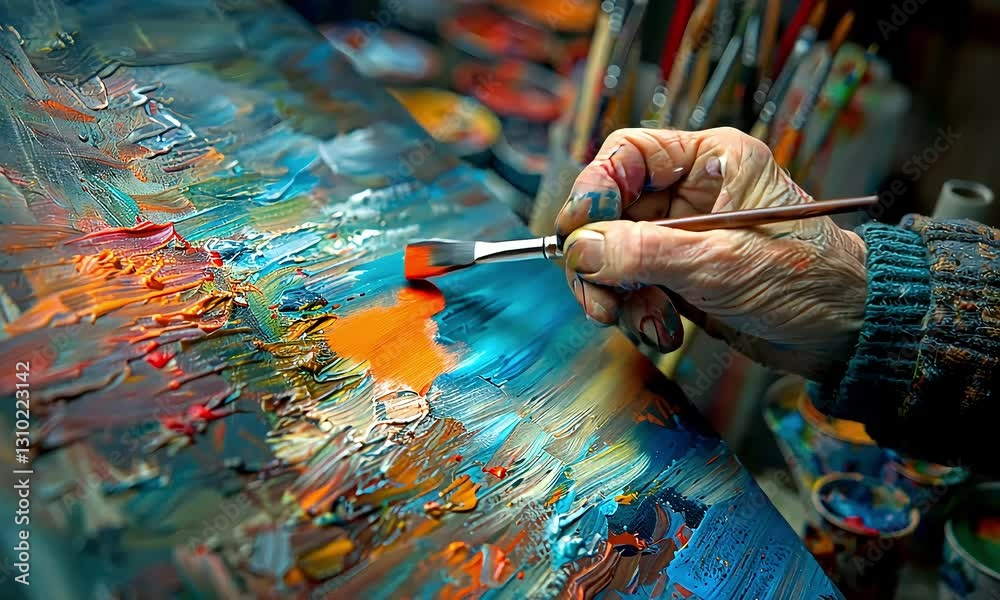 senior artist with palette