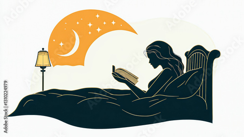 A woman is reading a book in bed