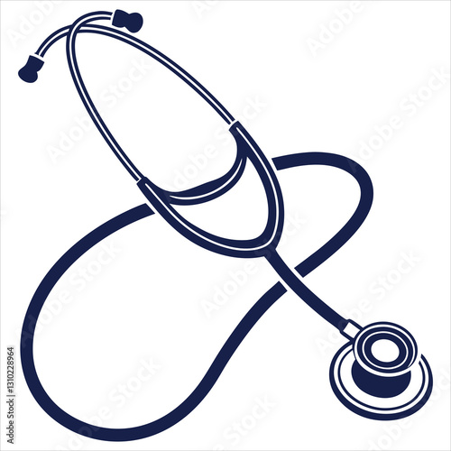 silhouette stethoscope solid icon on white background 