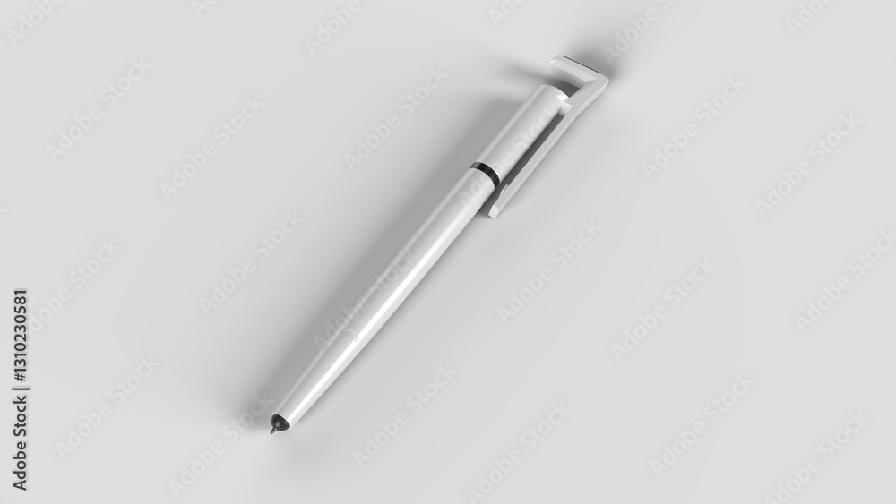 White multi-function pen lying on set, top view White multi-function pen lying on set, top view