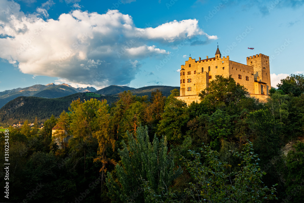 Castle Bruneck with Messner Mountain Museum with trees