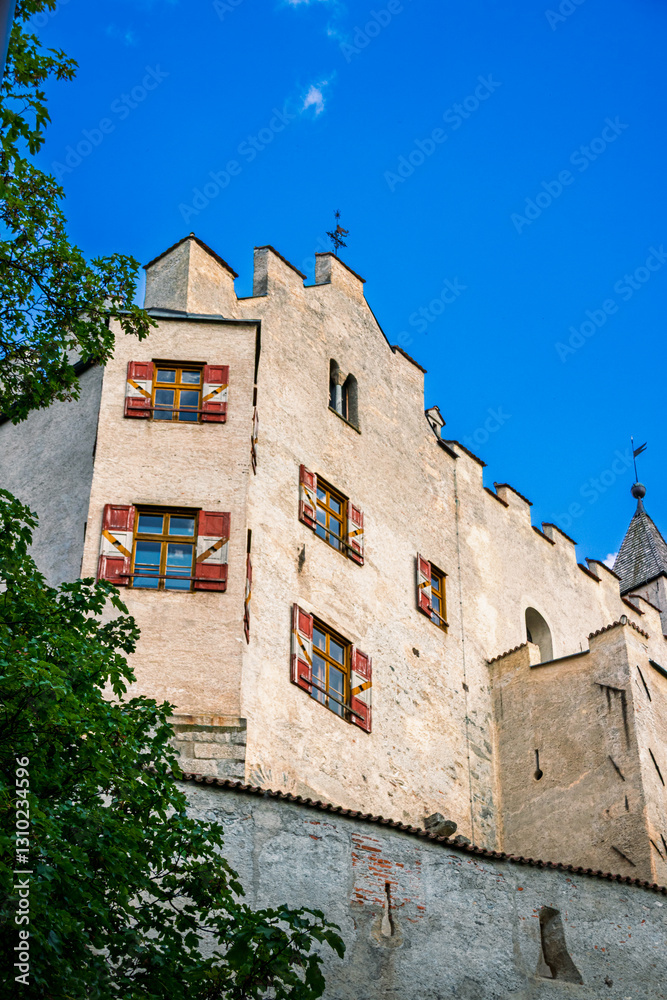 Castle Bruneck with Messner Mountain Museum with trees
