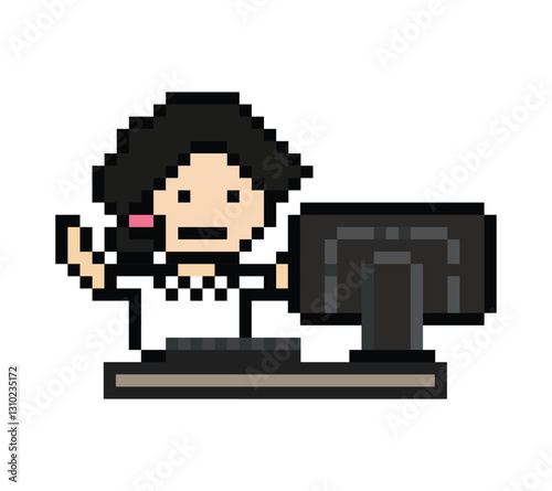 Cartoon cute pixel cartoon 8bit character business woman office smart work game for decoration business 8 bit female lady teacher businesswoman career smart character game 8bit png vector.